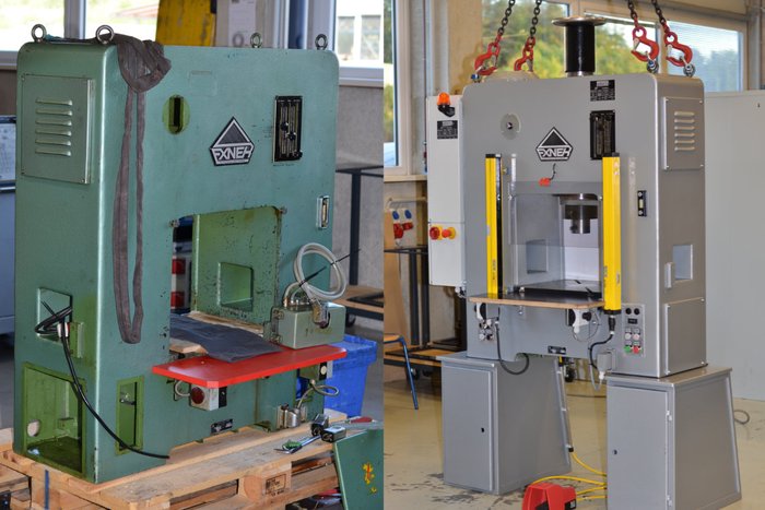 Langer Schmuckpresse Vergleich alte und modernisierte Anlage